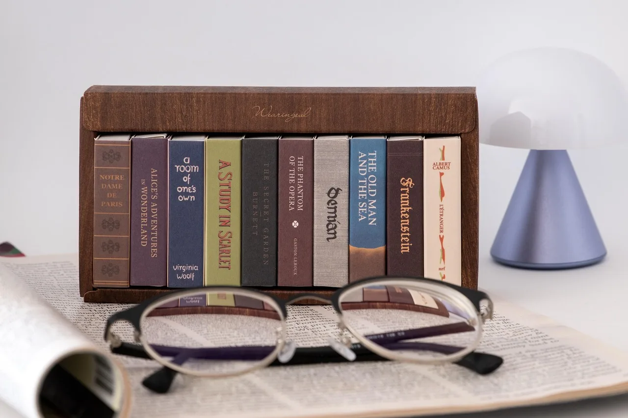 books, glasses, ornament, miniature, light. Book nook ideas for small apartments in Toronto condos