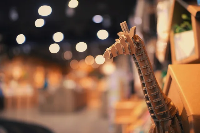giraffe, cardboard, sculpture, animal, wildlife, craft, nature, art, artwork, lights, bokeh. Book nook projects buying order for a first build